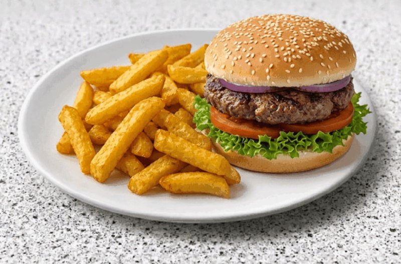 Burger and chips